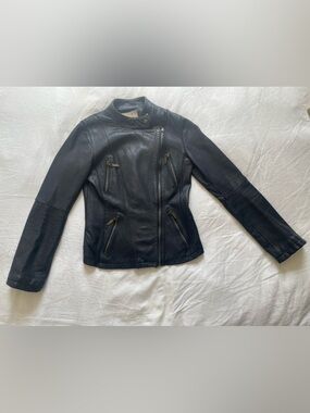 MICHAEL Michael Kors Black Leather Moto Jacket